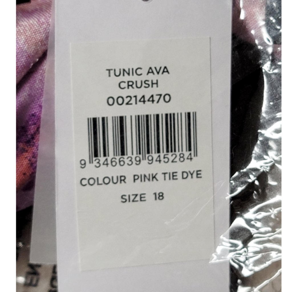 Nwt City Chic Evans Pink Tie Dye Hi Low Crinkle Crush Tunic Dress 18 — image 8 of 8